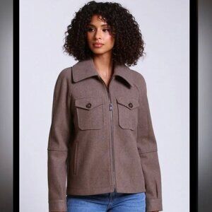 Avec Les Filles | Brown Relaxed Front Zip Jacket Barn Jacket Style Size Small
